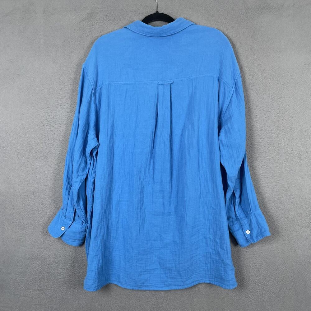 Lane Bryant Tunic Womens 18/20 Blue Button-Up Long Sleeve 100% Cotton Relaxed - Picture 2 of 10